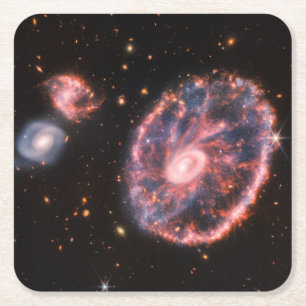 Cartwheel Galaxy JWST James Webb Space Telescope Rechteckiger Pappuntersetzer