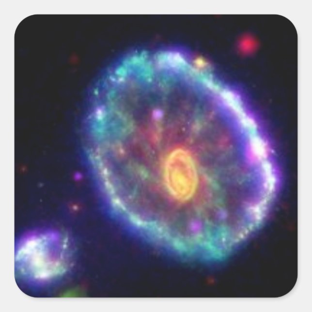 Cartwheel Galaxy Quadratischer Aufkleber (Vorderseite)