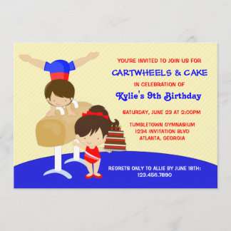 Cartwheels und Cupcakes Gymnastik Geburtstagsparty Einladung
