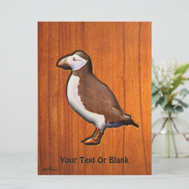 Carved Atlantic Puffin (Stehend Vorderseite)