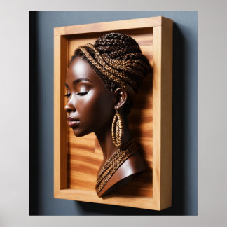 "Carved Beauty - 3D Braided Hairstyle Wall Art Poster