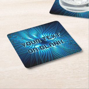 Carved Blue Star Rechteckiger Pappuntersetzer