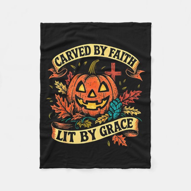 Carved By Faith Lit By Grace Religious Christian H Fleecedecke (Vorderseite)