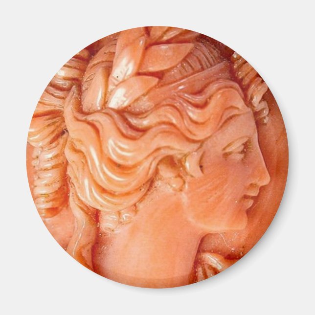Carved Coral Cameo Portrait Vintage Juwelen Magnet (Vorne)