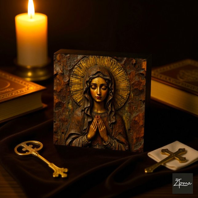 Carved Devotion  Wooden Mary Fliese (Von Creator hochgeladen)