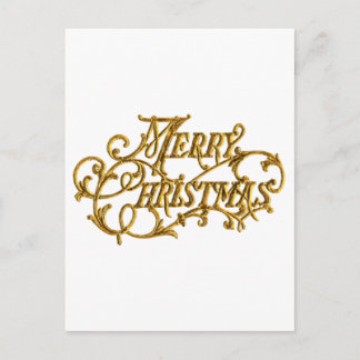 Carved, Golden Extravagant Script "Merry Christmas Feiertagspostkarte
