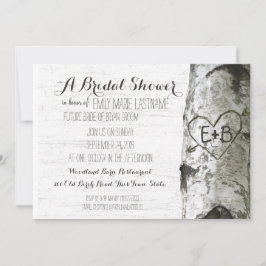 Carved Heart Birch Tree Brautparty Einladung