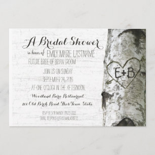 Carved Heart Birch Tree Brautparty Einladung