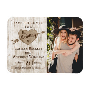 Carved Heart Tree Wedding Foto Save the Date Magnet