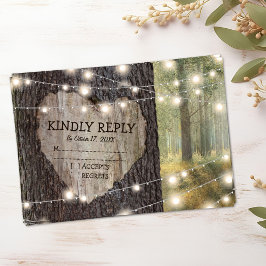 Carved Heart Tree Wedding RSVP Karte
