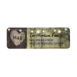 Carved Heart Tree Wedding | Rustikale String Light