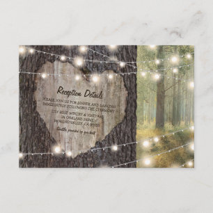 Carved Heart Tree Wedding   Rustikale String Light Begleitkarte