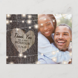 Carved Heart Tree Wedding Vielen Dank Postkarte