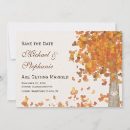Carved Initials Tree Fall Save the Date Hochzeit