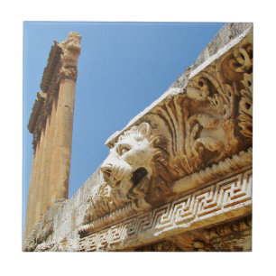 Carved Lion's Head in Baalbek Fliese