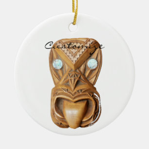 Carved Maori Tiki Face Thunder_Cove Keramik Ornament