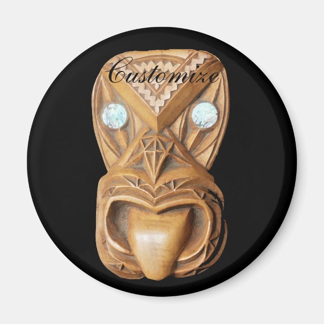 Carved Maori Tiki Face Thunder_Cove Magnet (Vorne)