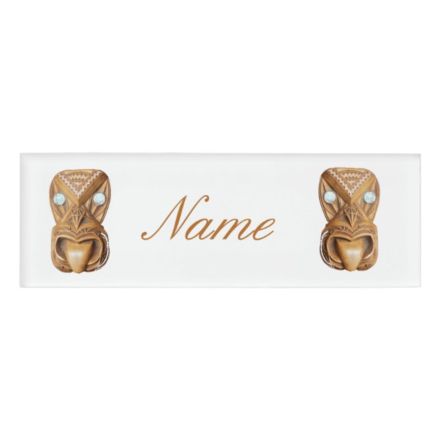 Carved Maori Tiki Face Thunder_Cove Namenschild (Vorderseite)