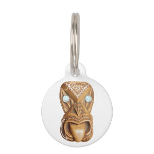 Carved Maori Tiki Face Thunder_Cove Pet ID Tag Haustiermarke
