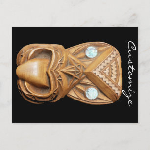 Carved Maori Tiki Face Thunder_Cove Postkarte