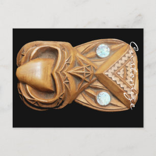 Carved Maori Tiki Face Thunder_Cove Postkarte