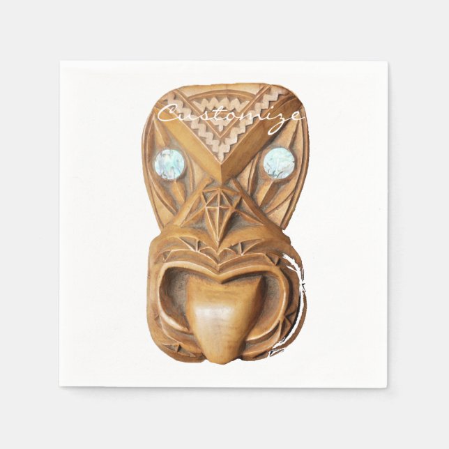Carved Maori Tiki Face Thunder_Cove Serviette (Vorderseite)