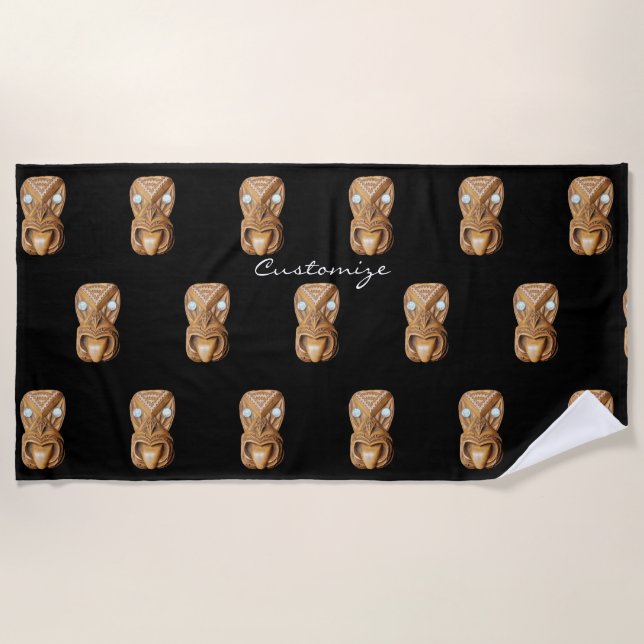 Carved Maori Tiki Face Thunder_Cove  Strandtuch (Vorderseite)