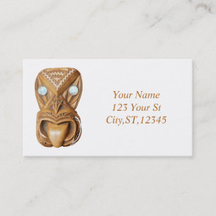 Carved Maori Tiki Face Thunder_Cove Visitenkarte