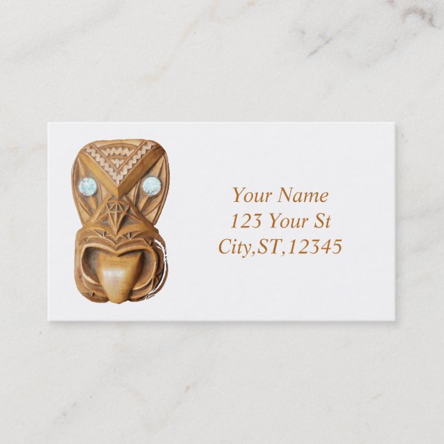 Carved Maori Tiki Face Thunder_Cove Visitenkarte (Vorderseite)