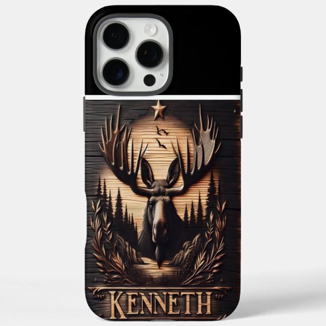 Carved Moose Wood Sign Case-Mate iPhone Hülle (Rückseite)