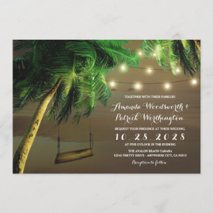 Carved Palm Tree Beach Lights Hochzeitseinladungen Einladung