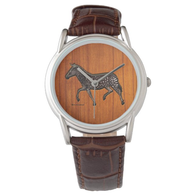 Carved Polka Dot Zebra Armbanduhr (Vorderseite)