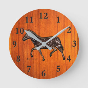 Carved Polka Dot Zebra Round Clock Runde Wanduhr