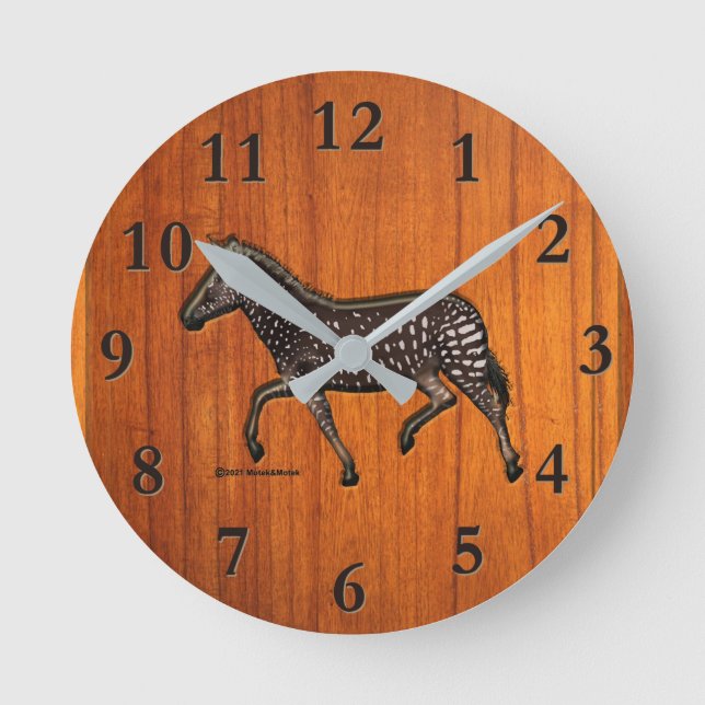 Carved Polka Dot Zebra Round Clock Runde Wanduhr (Vorderseite)