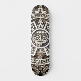 Carved Stone Mayan Aztec Mesoamerican Sun Calendar Skateboard