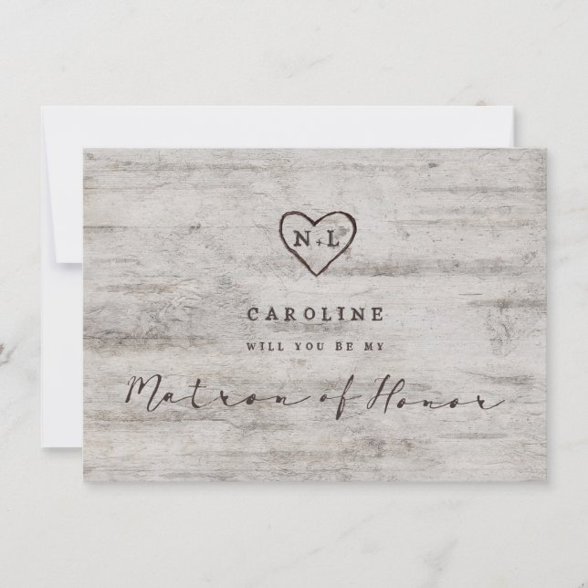 Carved Sweethearon Matron of Honor Vorschlag Card (Vorderseite)