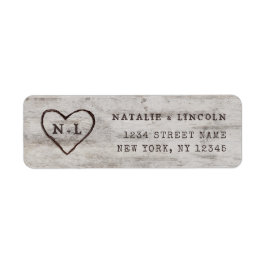 Carved Sweethearts Monogram Wedding Rücksendeadres