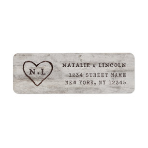 Carved Sweethearts Monogram Wedding Rücksendeadres