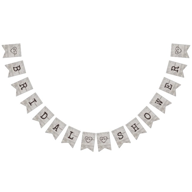 Carved Sweethearts Rustic Birch Brautparty Wimpelkette (Alle)