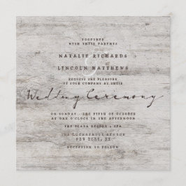 Carved Sweethearts Rustic Birch Wedding Square Einladung