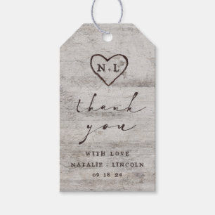 Carved Sweethearts Rustic Birch Wedding Vielen Dan Geschenkanhänger