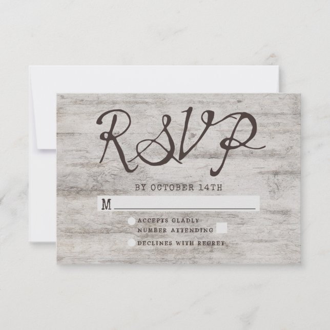 Carved Sweethearts Rustic Wedding RSVP Response Karte (Vorderseite)