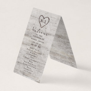 Carved Sweethearts Rustic Wedding Zeremony Program