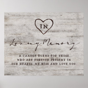 Carved Sweethearts Rustikal in Love Memory Sign Poster