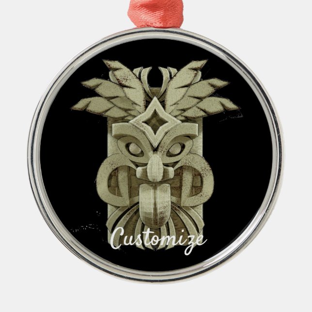 Carved Tiki Sculpture Thunder Ornament Aus Metall (Vorne)