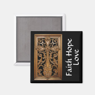 Carved-Wood Cross Magnet