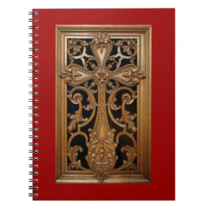 Carved-Wood-Cross-Notebook Notizblock