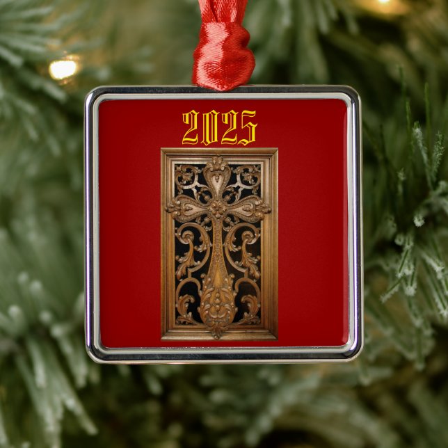 Carved Wood Cross Ornament (Baum)