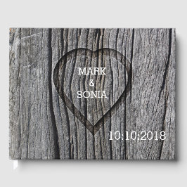 Carved Wood Heart Rustic Wedding Gästebuch