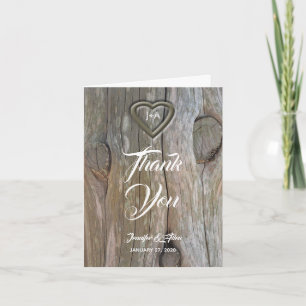 Carved Wood Heart Wedding Vielen Dank Dankeskarte